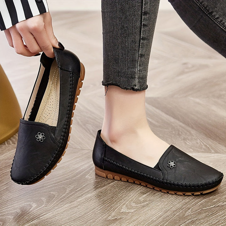 Dam Mjuka Loafers in svart, Bekväm Slip-On Elegans