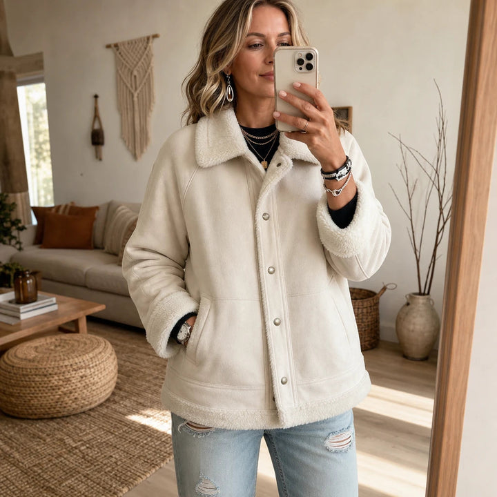Dam Mocka Jacka med Sherpa-foder - Varm och Elegant