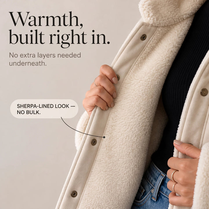 Dam Mocka Jacka med Sherpa-foder - Varm och Elegant