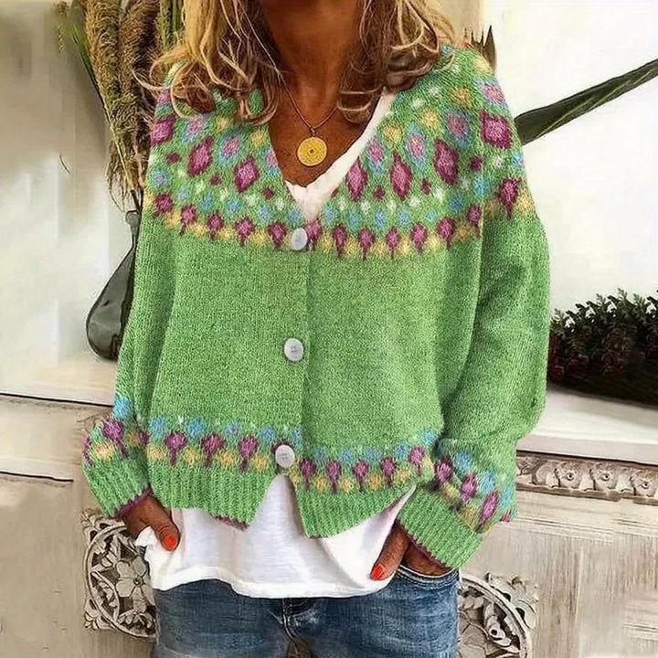 Dam Nordisk Mönstrad Cardigan - Klassisk Värme