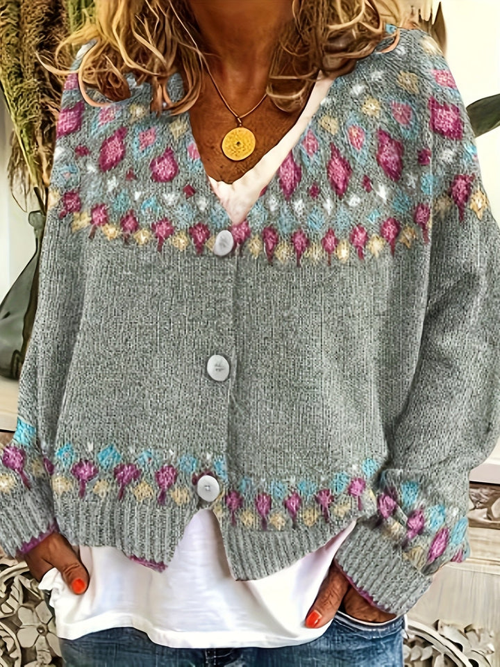 Dam Nordisk Mönstrad Cardigan - Klassisk Värme