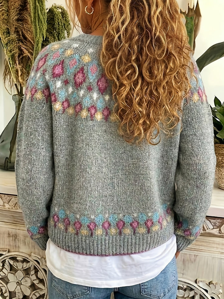 Dam Nordisk Mönstrad Cardigan - Klassisk Värme