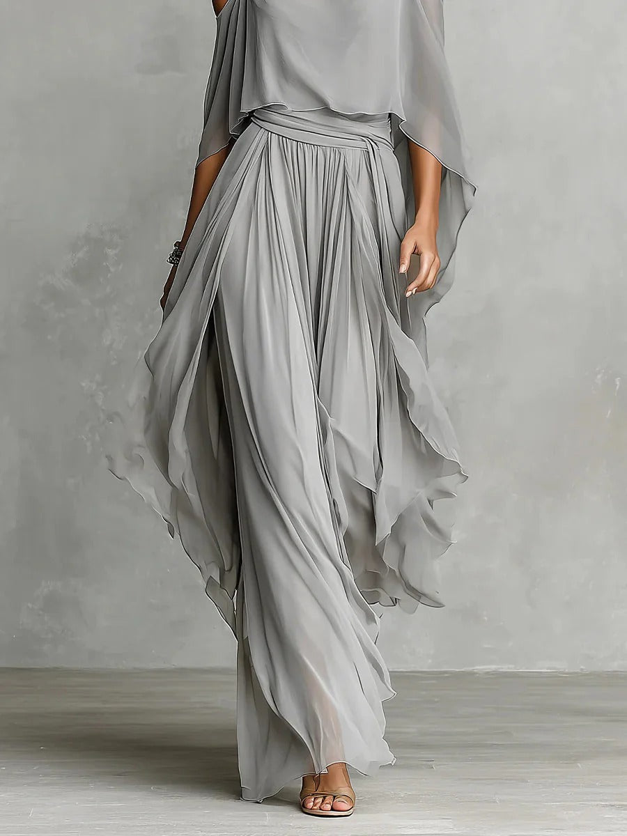 Dam Off-Shoulder Flowy Set - Elegant Luftig Silhuett