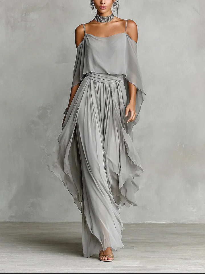 Dam Off-Shoulder Flowy Set - Elegant Luftig Silhuett - XS
