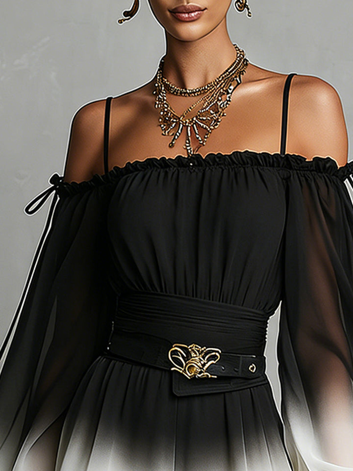 Dam Ombré Jumpsuit - Elegant Axelfrislös Design