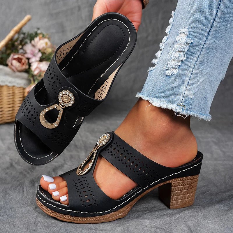 Dam ortopediska sandaler - Elegant komfort - Svart