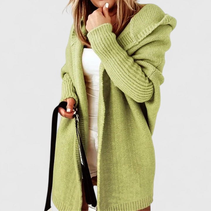 Dam Oversized Cardigan in grön, Mysig Stickad Tröja
