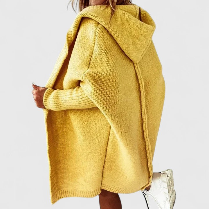 Dam Oversized Cardigan in gul, Mysig Stickad Tröja