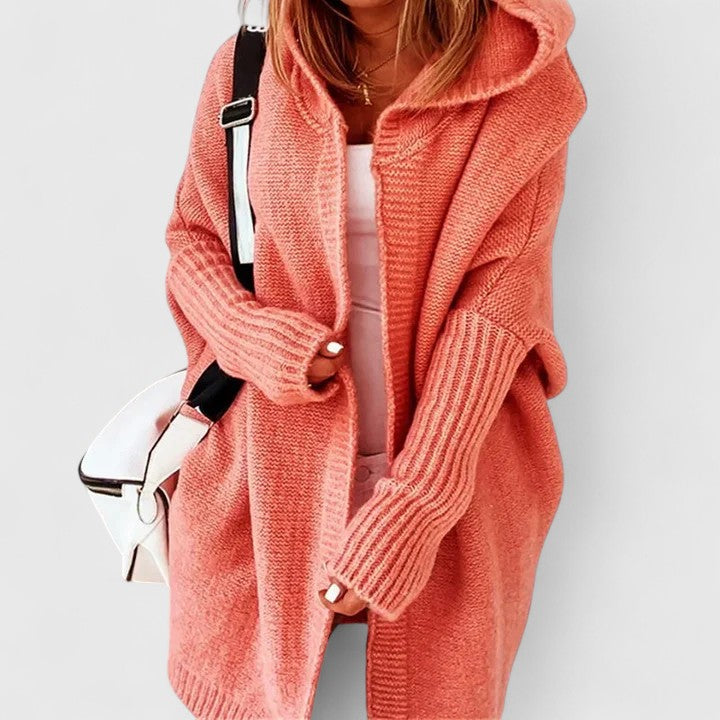 Dam Oversized Cardigan in orange, Mysig Stickad Tröja