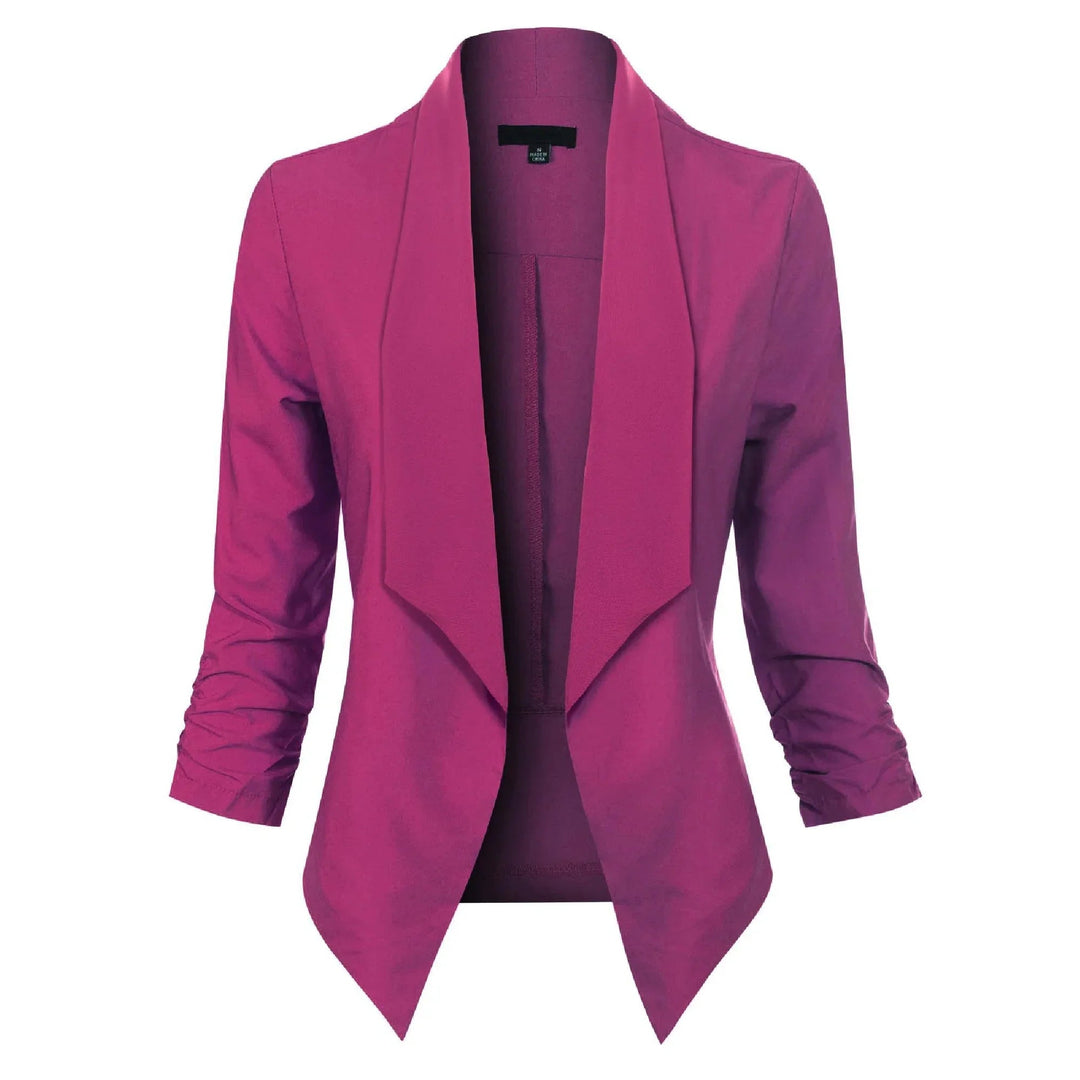 Dam Öppen Blazer med Drapering in lila, Klassisk Elegans