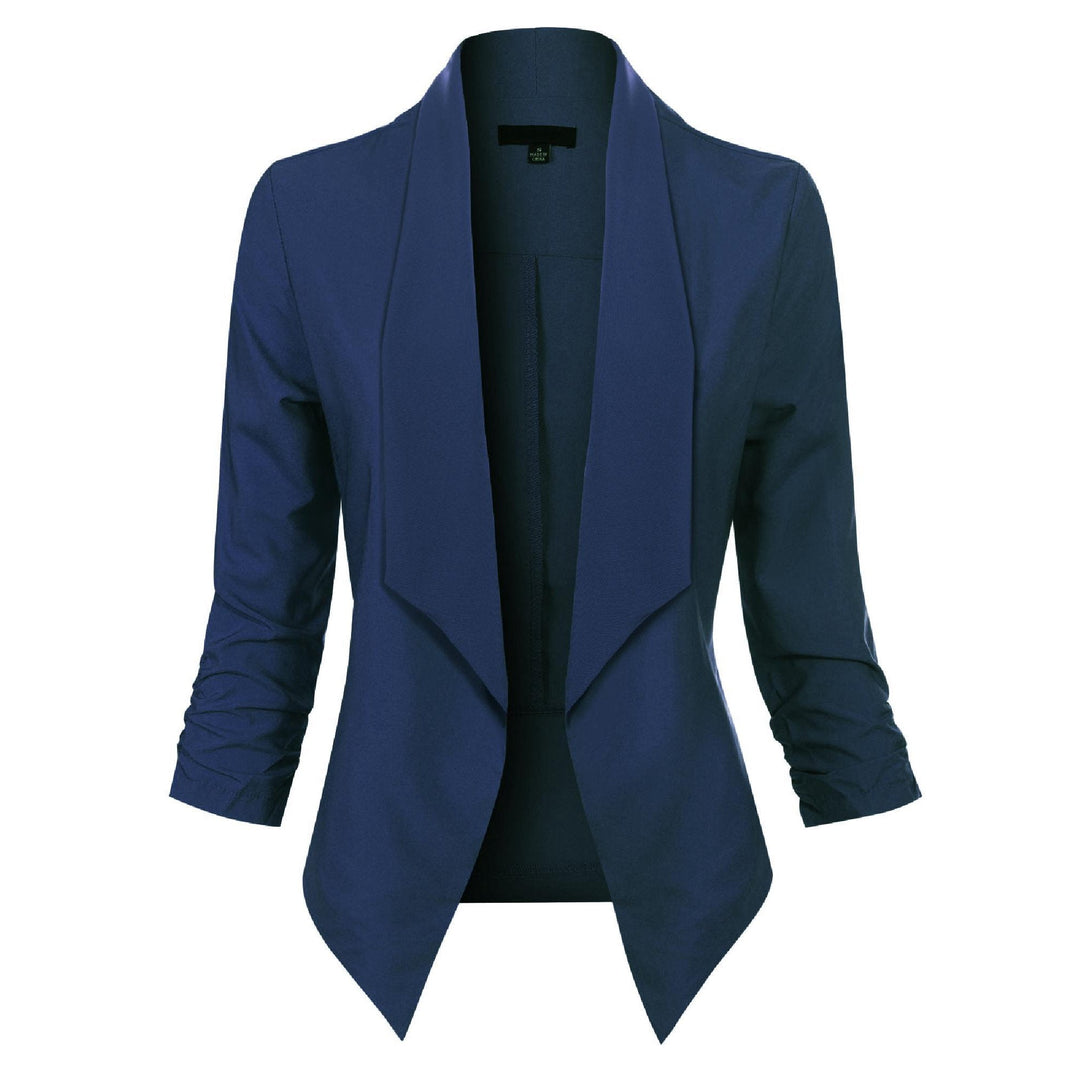 Dam Öppen Blazer med Drapering in marinblå, Klassisk Elegans