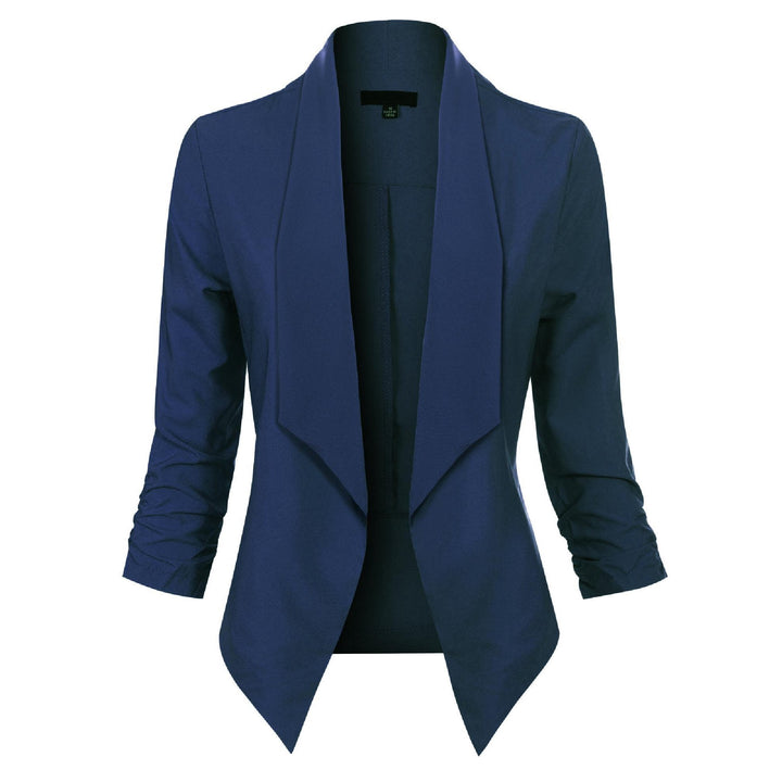 Dam Öppen Blazer med Drapering in marinblå, Klassisk Elegans