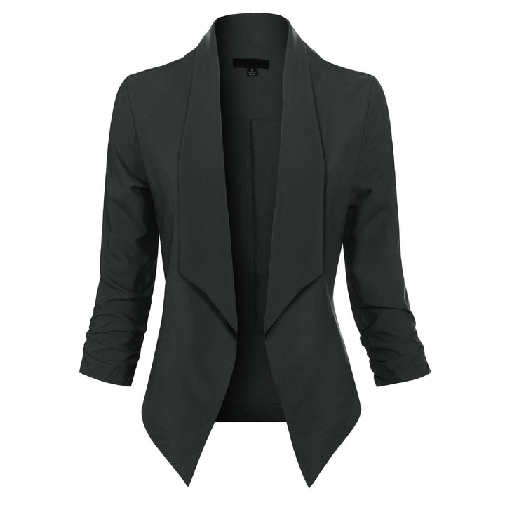 Dam Öppen Blazer med Drapering in svart, Klassisk Elegans