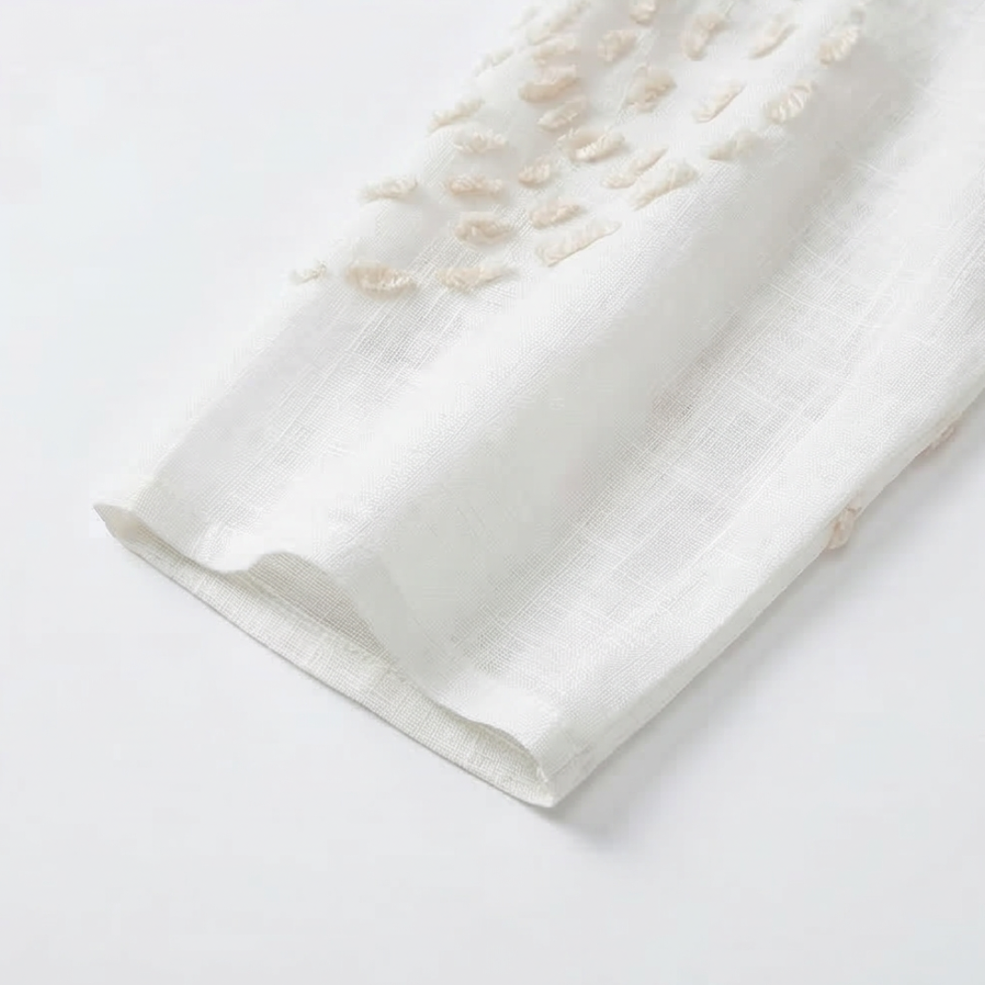 Dam Präglad Midi Klänning - Strukturerad Elegans
