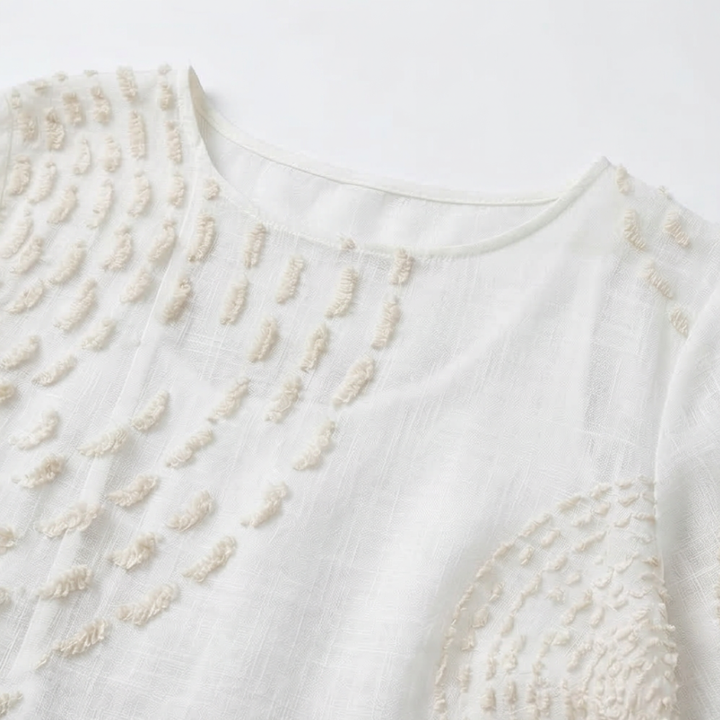 Dam Präglad Midi Klänning - Strukturerad Elegans
