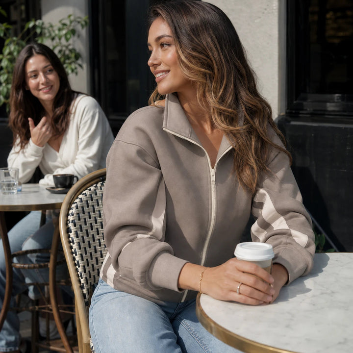 Dam Randig Loungewear Set - Bekväm Tvådelad Outfit