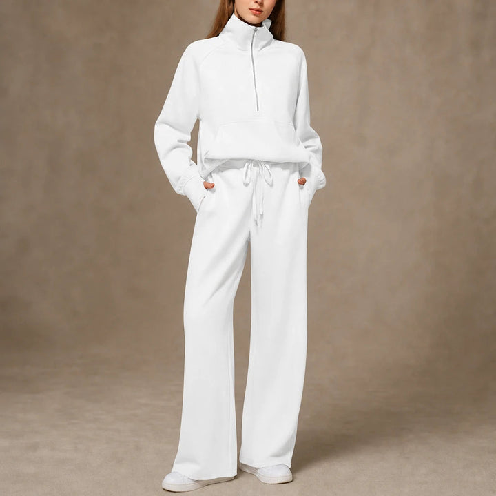 Dam Ribbad Oversized Topp och Vida Byxor Set in ljusblå, Minimal
