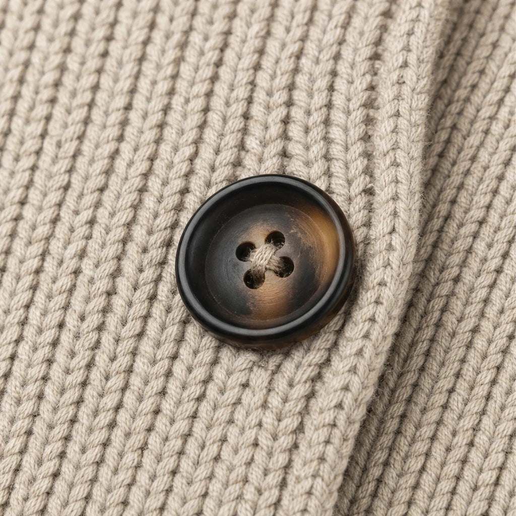 Dam Ribbad Stickad Dubbelknäppt Cardigan - Långlinjig