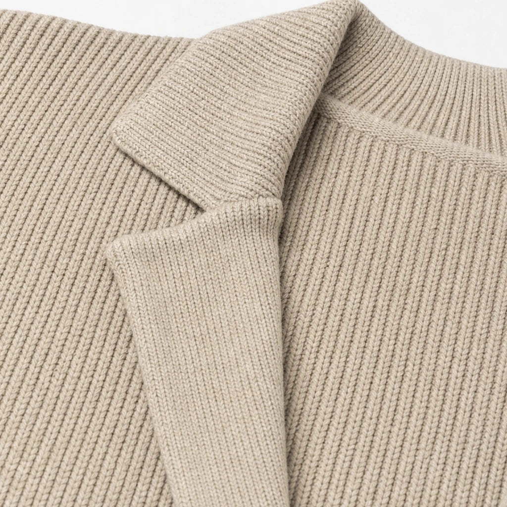 Dam Ribbad Stickad Dubbelknäppt Cardigan - Långlinjig