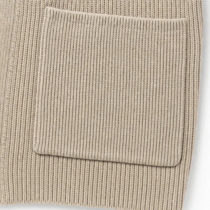 Dam Ribbad Stickad Dubbelknäppt Cardigan - Långlinjig