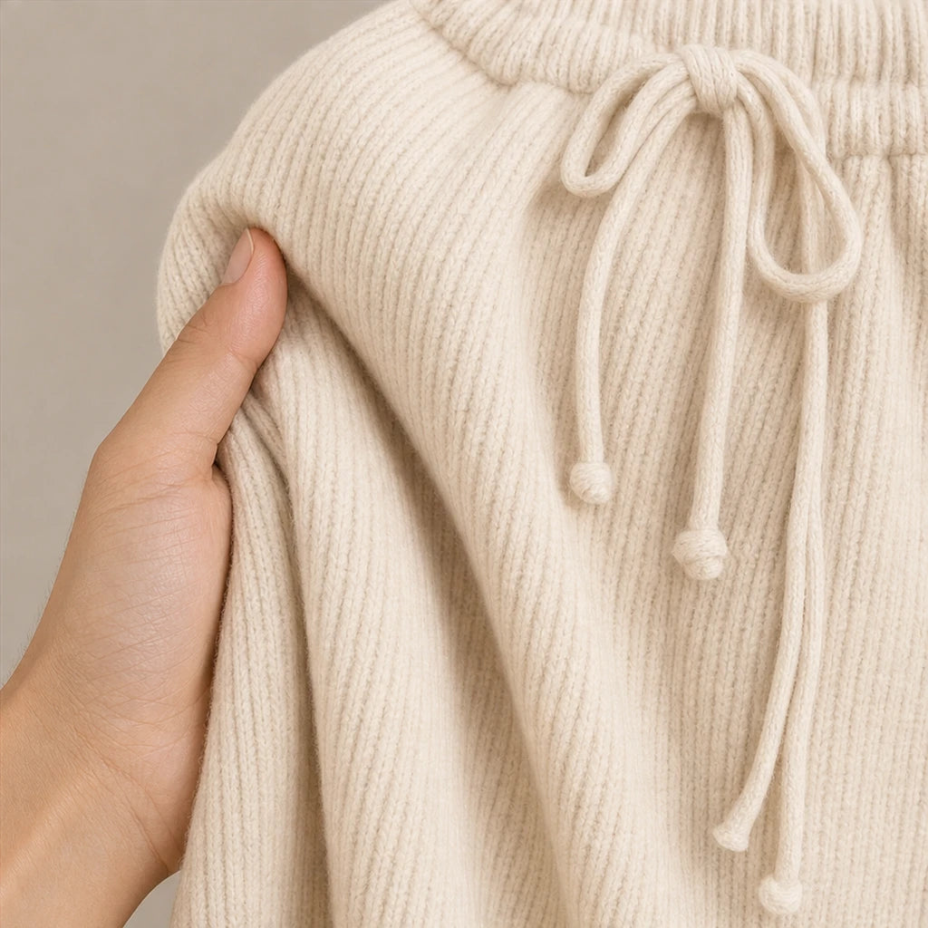 Dam Ribbad Trikåset med Vida Ben - Minimalistisk