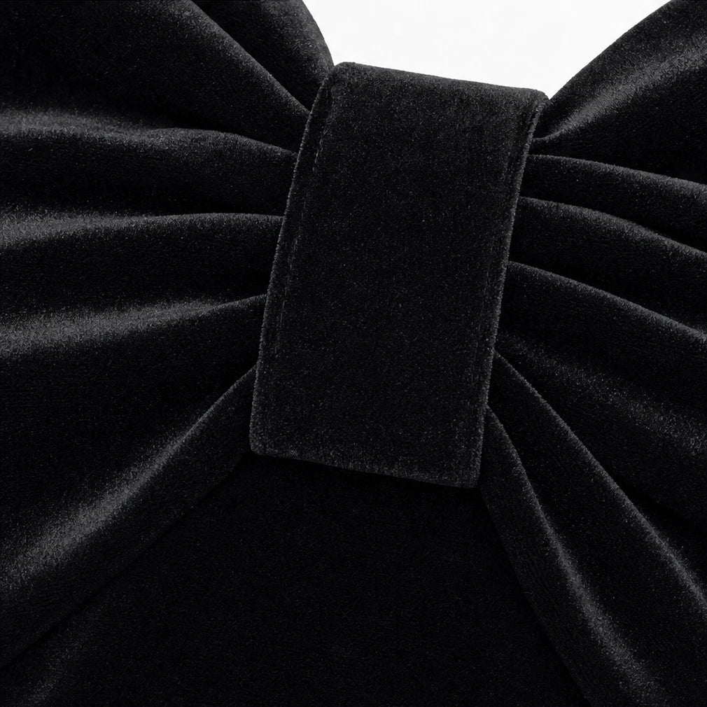 Dam Sammetslook Midiklänning med Rosettdetalj - Elegant