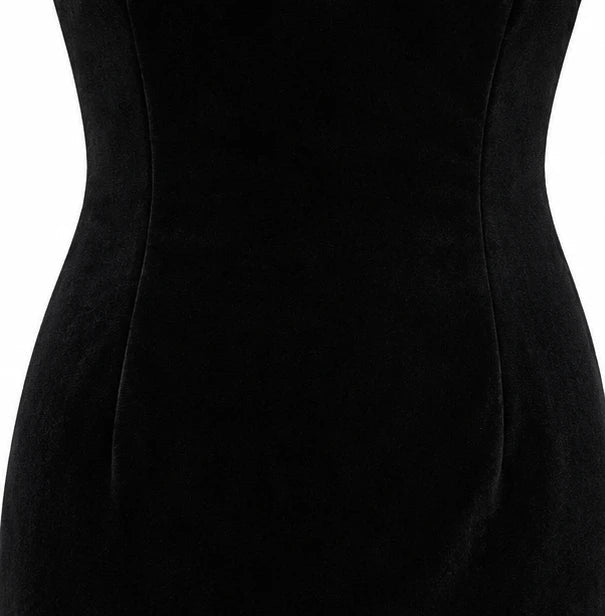 Dam Sammetslook Midiklänning med Rosettdetalj - Elegant