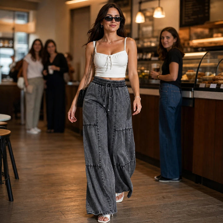 Dam Skiktad Patchwork Vida Jeans - Höstlook