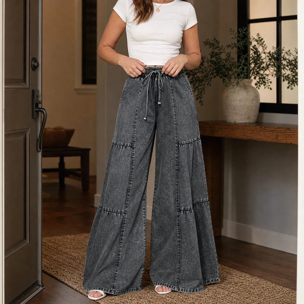 Dam Skiktad Patchwork Vida Jeans - Höstlook