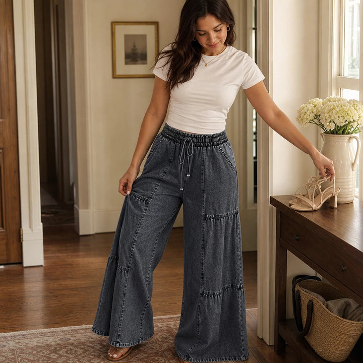 Dam Skiktad Patchwork Vida Jeans - Höstlook