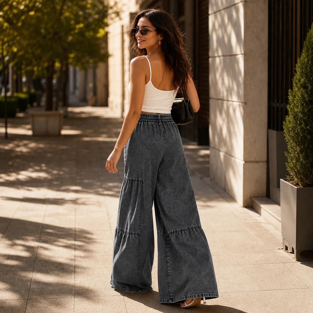 Dam Skiktad Patchwork Vida Jeans - Höstlook