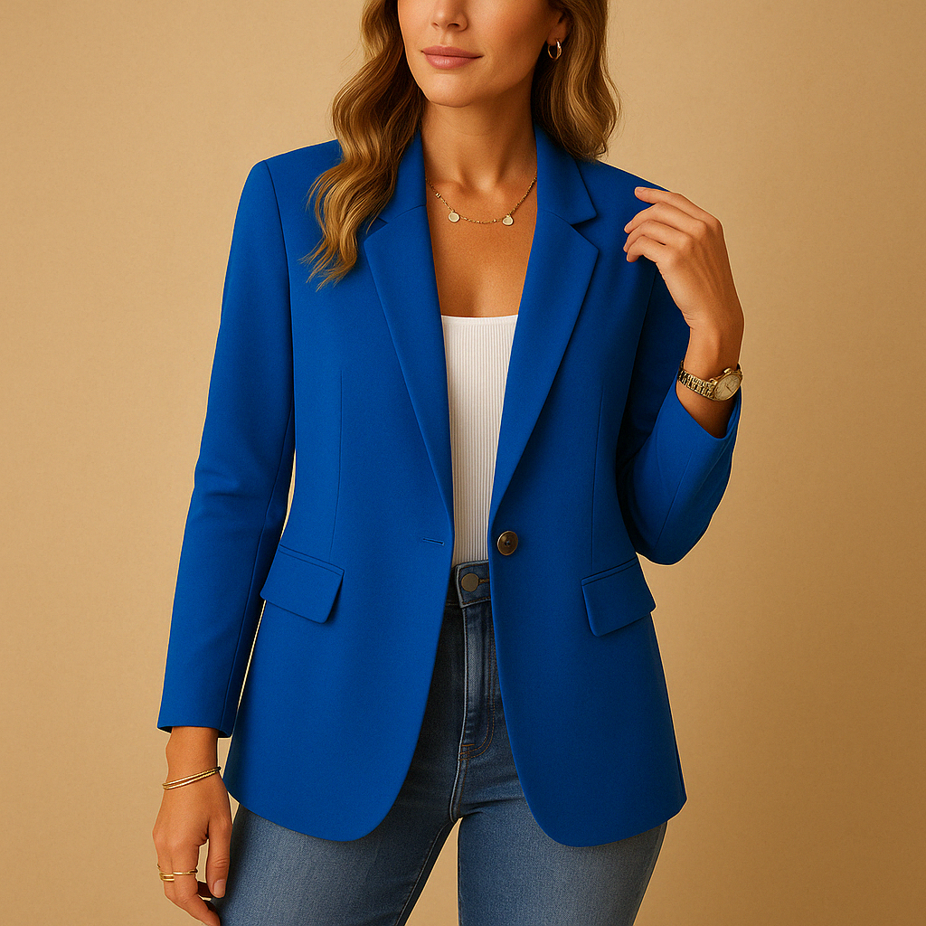 Dam Skräddarsydd Blazer in blå, Klassisk Elegans