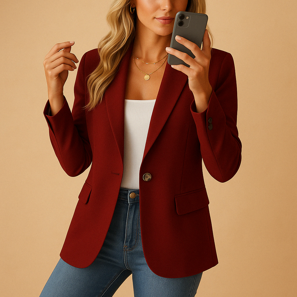 Dam Skräddarsydd Blazer in vinröd, Klassisk Elegans