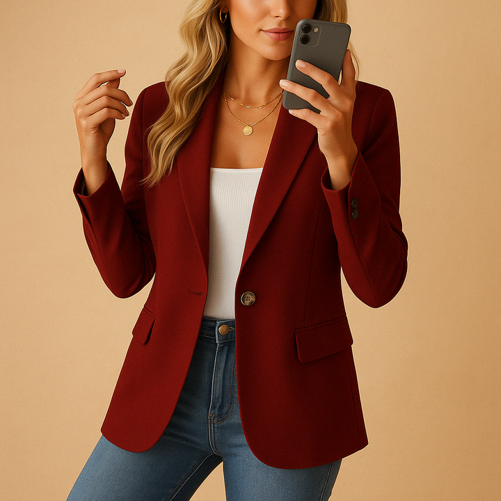 Dam Skräddarsydd Blazer in vinröd, Klassisk Elegans