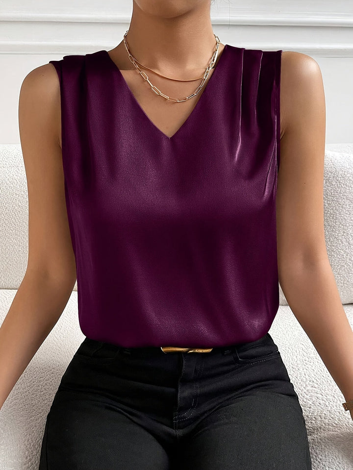 Dam Sleeveless V-Neck Top - Elegant och Tidlös