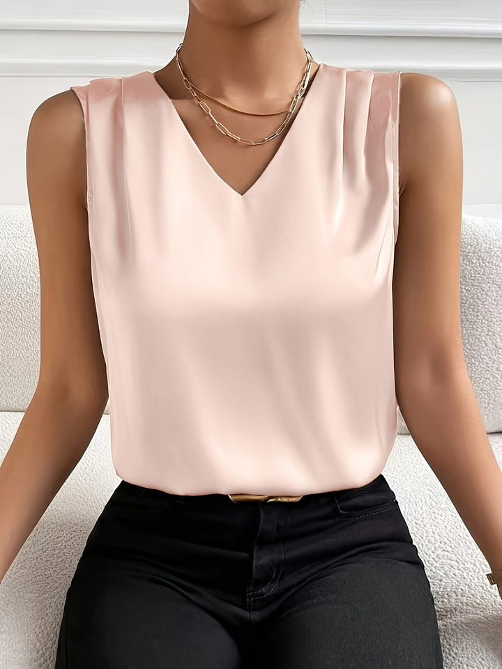 Dam Sleeveless V-Neck Top - Elegant och Tidlös