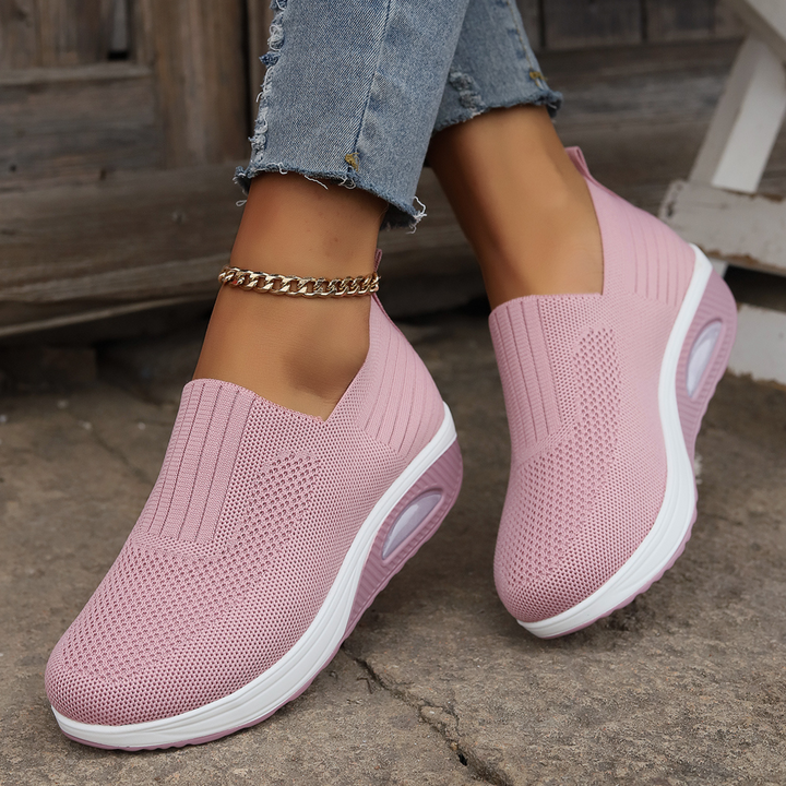 Dam Stoppade Slip-On Sneakers in rosa, Bekväm Vardagssko