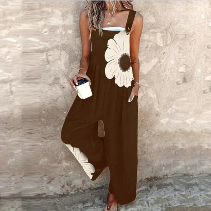 Dam Tryckad Jumpsuit - Bekväm Daglig Stil - Brun