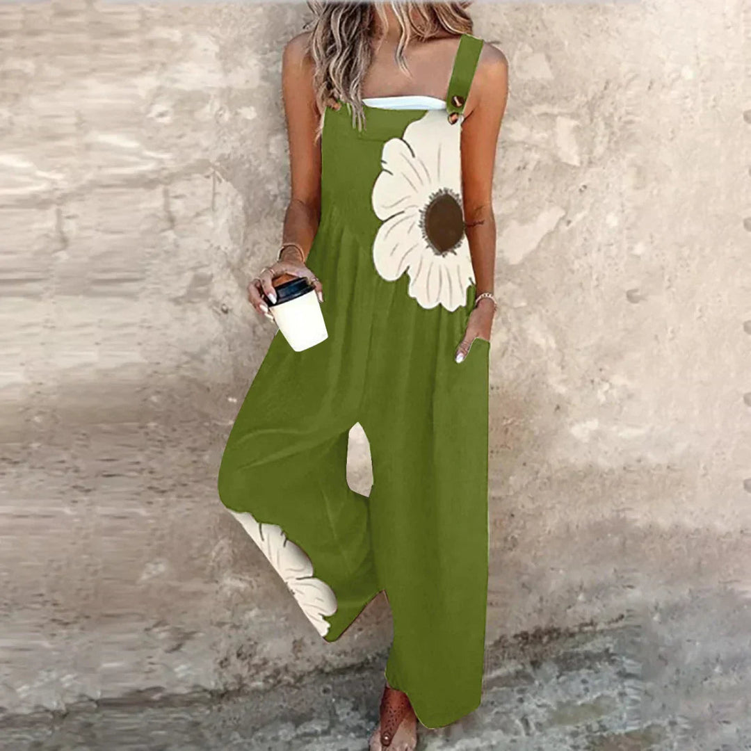 Dam Tryckad Jumpsuit - Bekväm Daglig Stil - Grön
