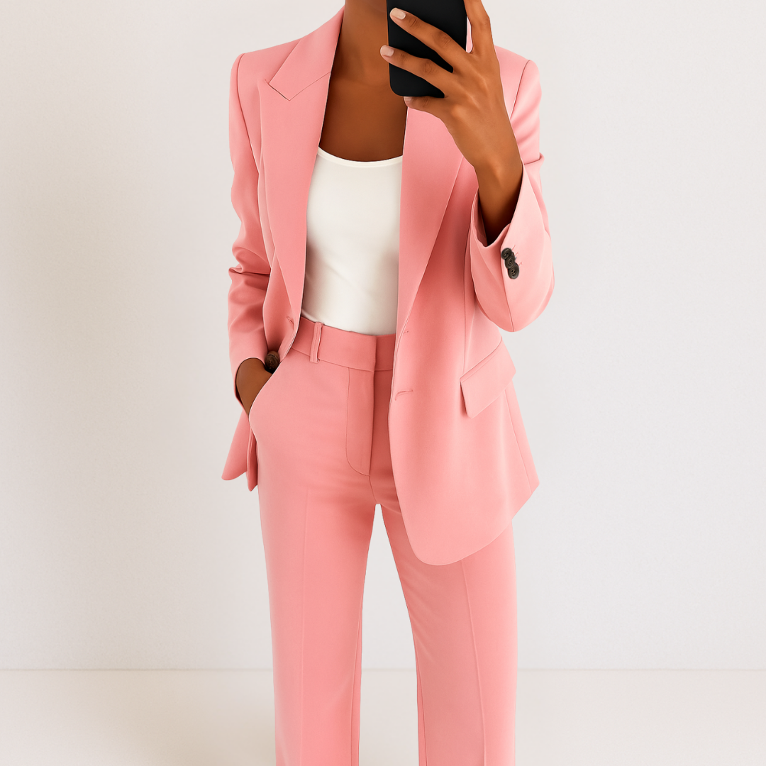 Dam Tvådelad Kostymset - Elegant och Bekväm - Rosa