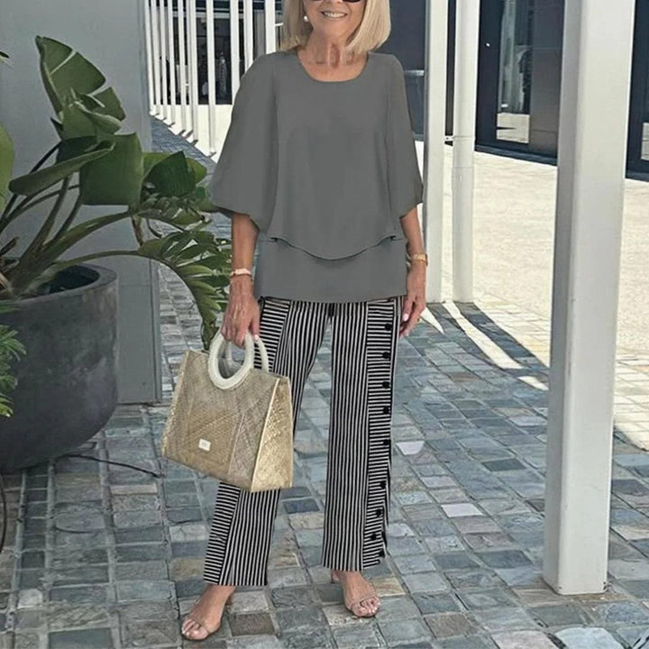 Dam Tvådelad Set - Bekväm Elegant Stil - Grå