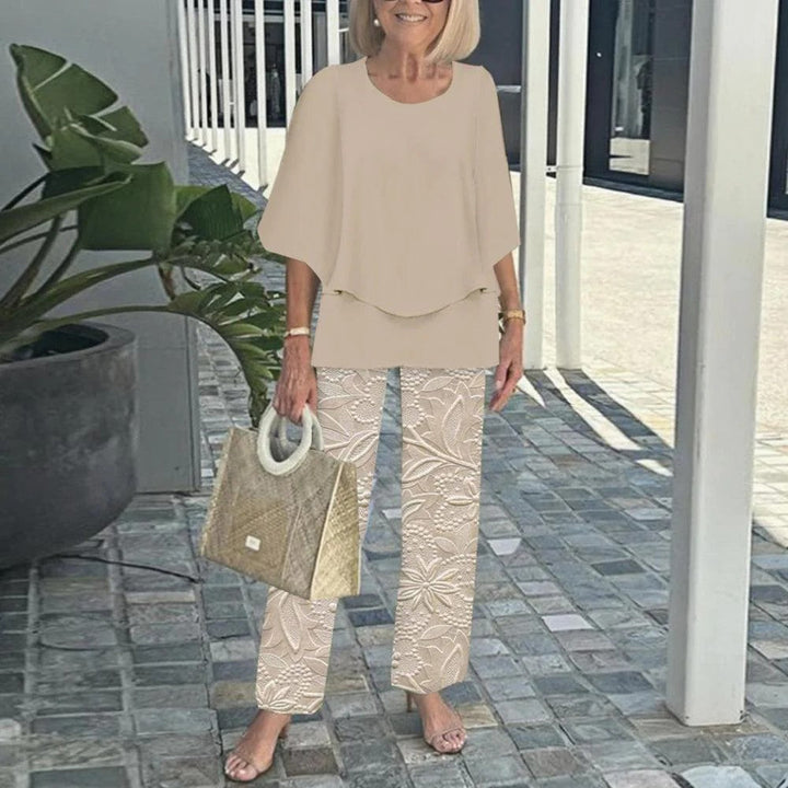 Dam Tvådelad Set - Bekväm Elegant Stil - Khaki