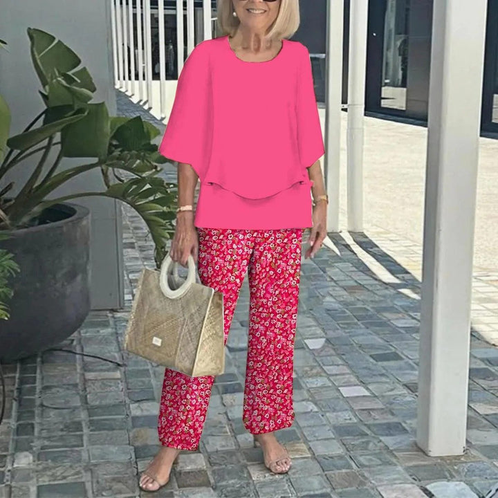 Dam Tvådelad Set - Bekväm Elegant Stil - Rosa