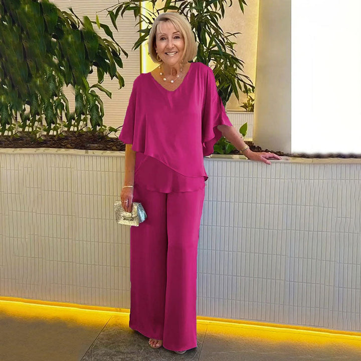 Dam Tvådelad Set - Elegant Klassiker - Mörk rosa