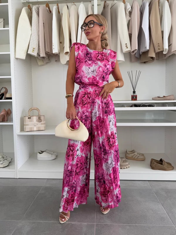 Dam Tvådelad Set - Elegant Klassisk Stil - Fuchsia