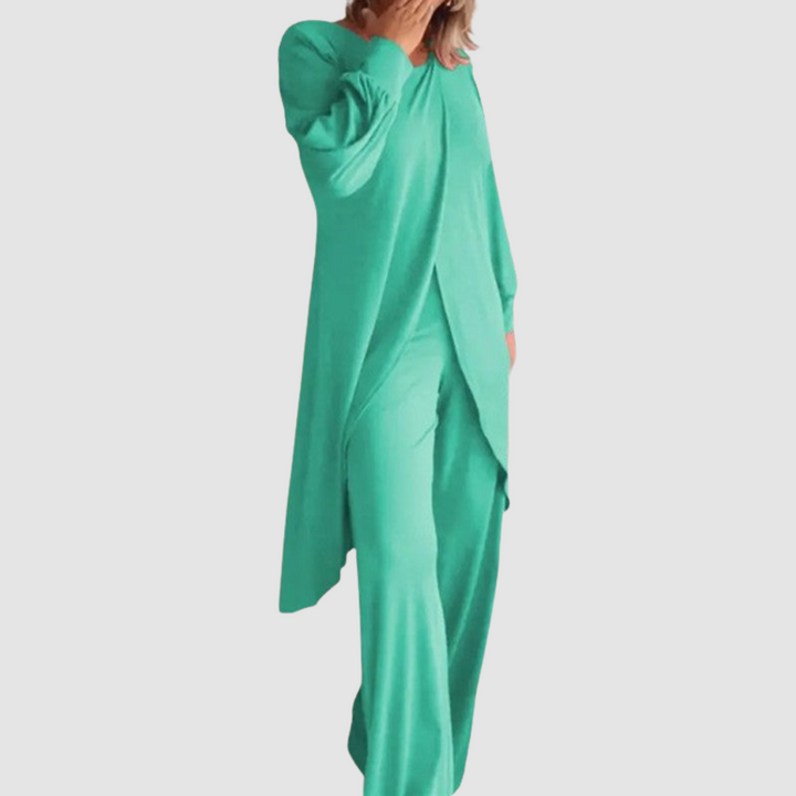 Dam Tvådelad Set - Elegant Matchad Outfit - Grön