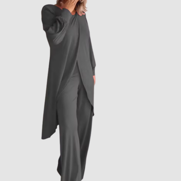 Dam Tvådelad Set - Elegant Matchad Outfit - Grå