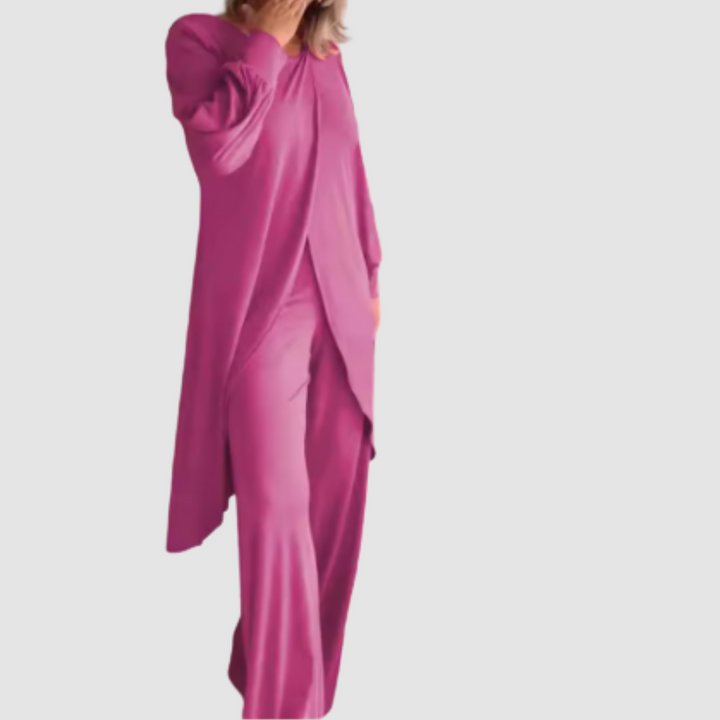 Dam Tvådelad Set - Elegant Matchad Outfit - Rosa