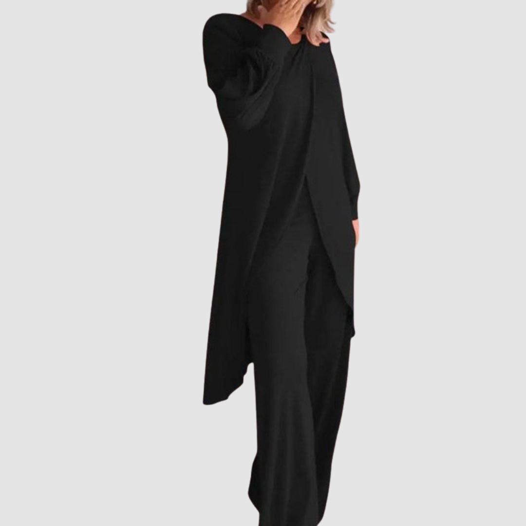 Dam Tvådelad Set - Elegant Matchad Outfit - Svart