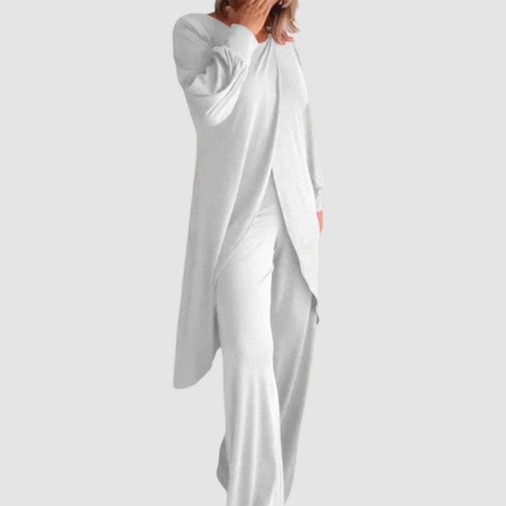 Dam Tvådelad Set - Elegant Matchad Outfit - Vit